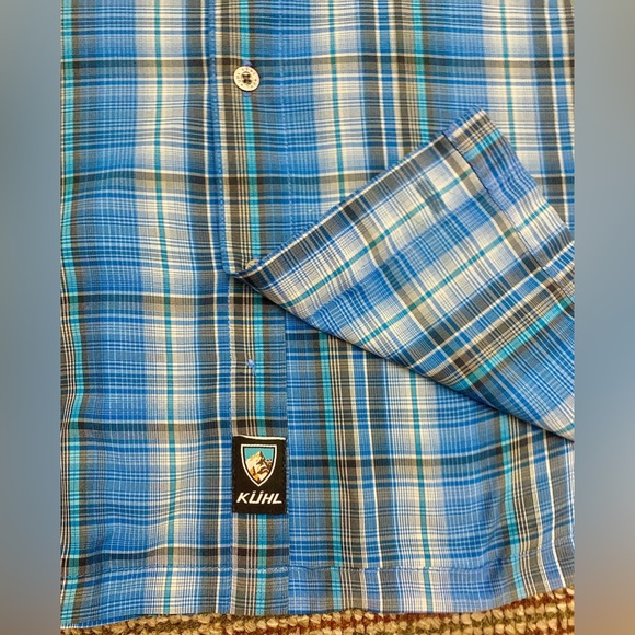 Men’s XL Kuhl Lightweight Plaid Techical Button Down Eluxor Hiking Shirt - Picture 4 of 12